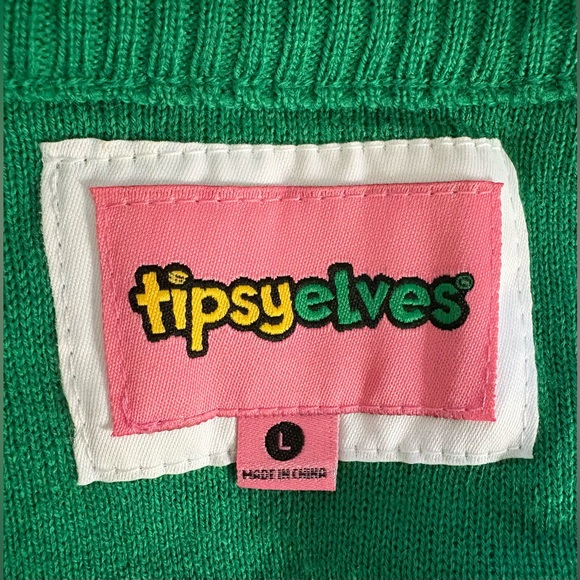 NEW w/o Tags TIPSY ELVES GAUDY GARLAND UGLY CHRISTMAS CARDIGAN SWEATER LARGE - Picture 3 of 10